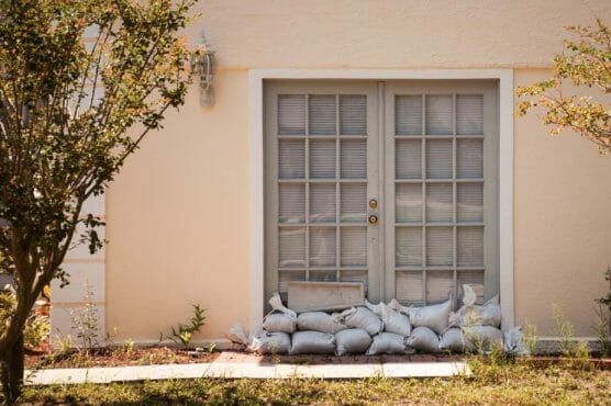 flood sandbag on door