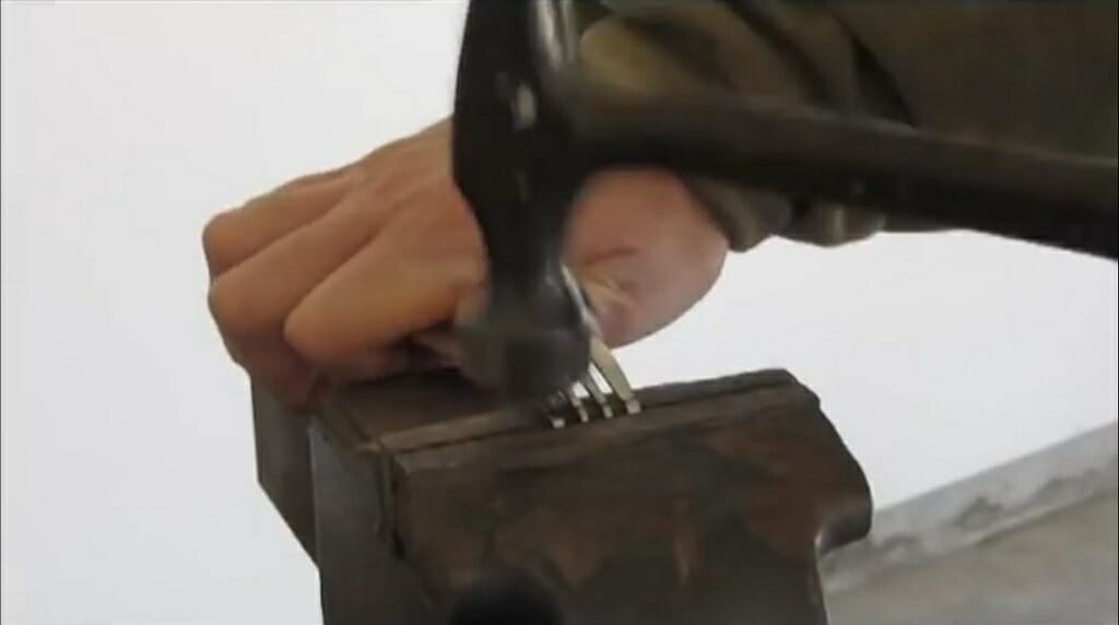 hammering the fork