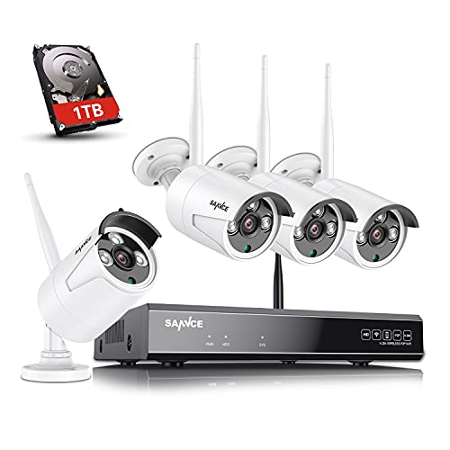 SANNCE 8CH Wireless Security Camera System with 1TB HDD and 4X 3MP Outdoor...