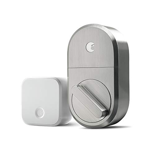 August Smart Lock + Connect Wi-Fi Bridge, Satin Nickel, Works with Alexa,...