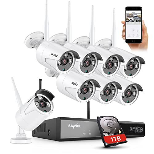 Wireless Security Camera System, SANNCE 8CH 1080P NVR 4Pcs 2MP Outdoor...