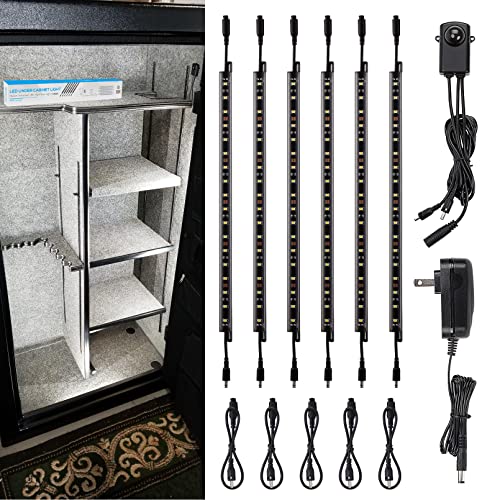 TORCHSTAR LED Safe Lighting Kit, (6) 12 Inch Linkable Light Bars + Motion...