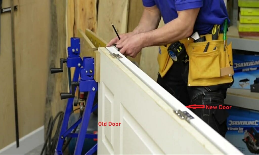 measuring the new door with the old door