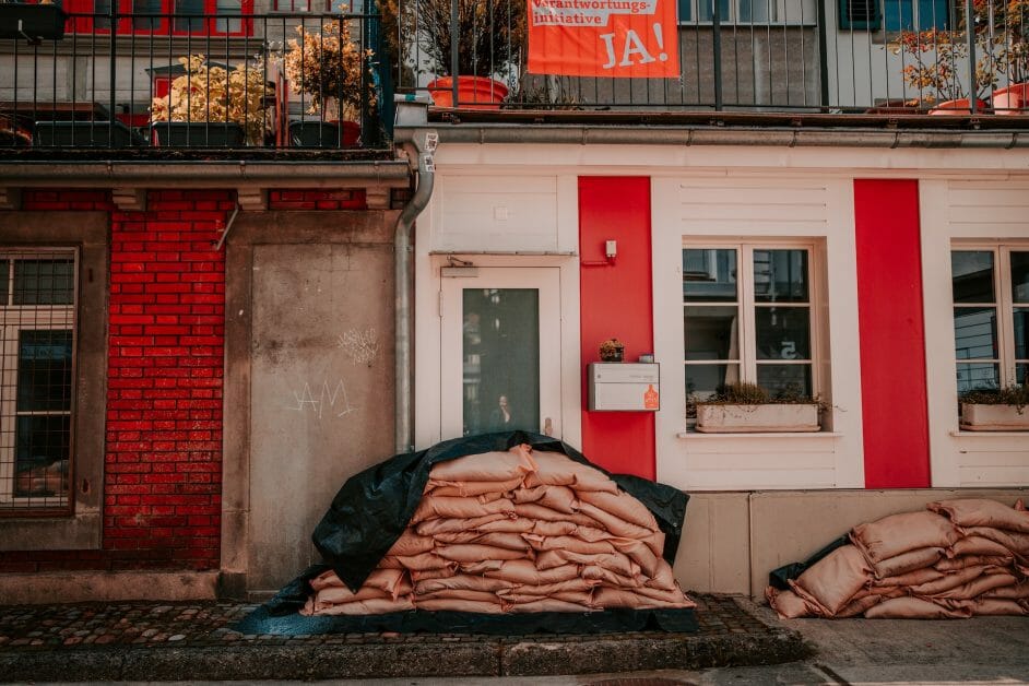 place sand bags across external openings 1