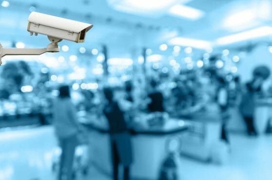 Security camera monitoring the cashier store Security Camera Monitoring The Cashier Store Blur With Bokeh Bac