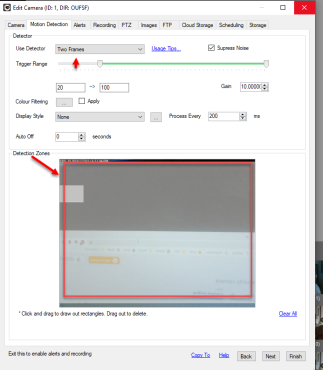 enabling motion detection zone