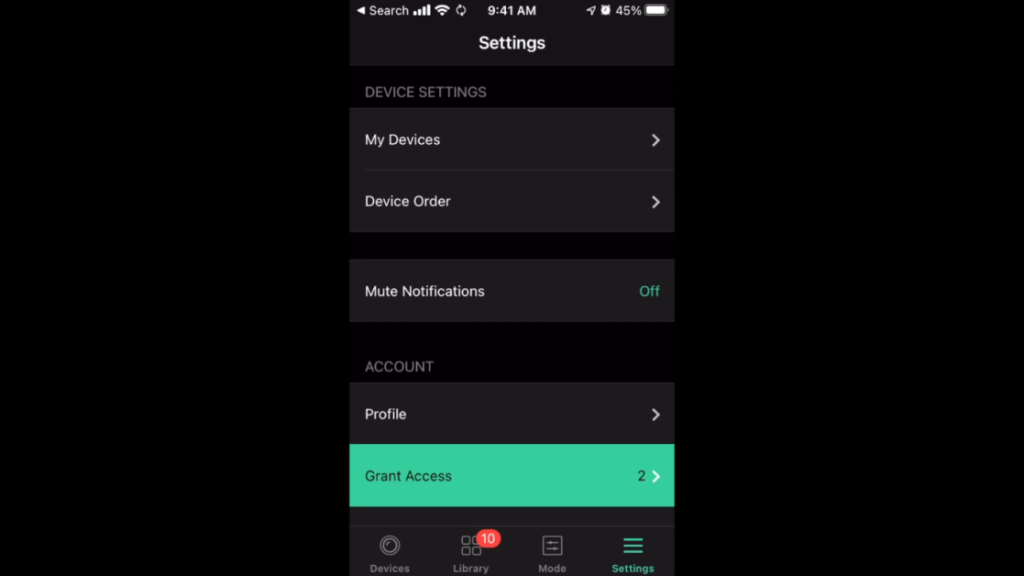 phone setting granting access